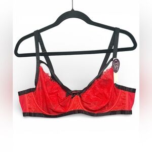 Cacique Sexy Red Lace Demi Bra 44B NWT Valentine’s Day Lingerie